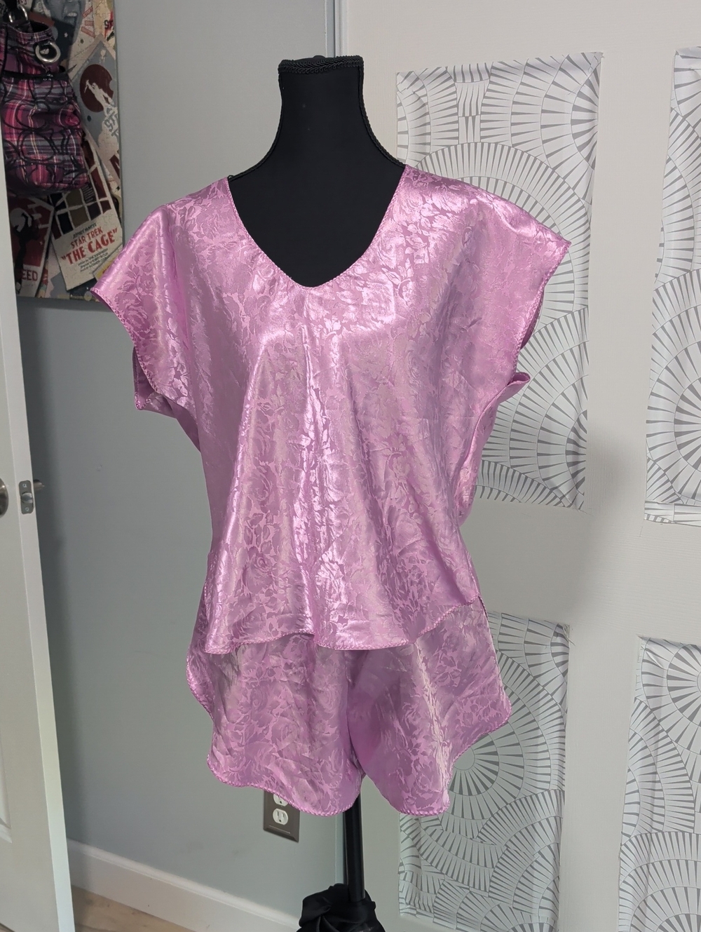 Vintage 2 Piece Pink Satin Pajamas